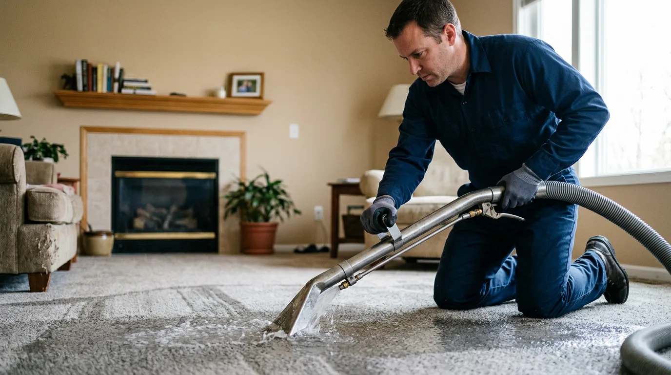 Water damage restoration technician working near Trout Lake, MI